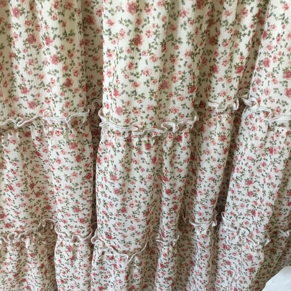 Trixxi Tan Floral-Print Chiffon Tiered Fit & Flare Dress - Picture 4 of 12